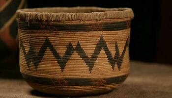 Indigenous culture woven into rustic antique pottery for home decor generated by AI photo