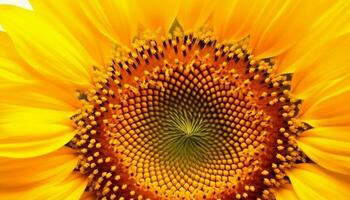 Vibrant sunflower blossom, a single object in nature meadow generated by AI photo