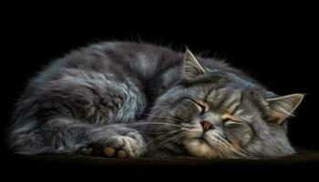 Cute kitten sleeping peacefully, pampered and purebred, eyes closed in relaxation generated by AI photo