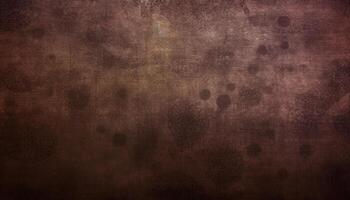 Rusty, weathered metal wall with spotted, mottled texture and vignette generated by AI photo