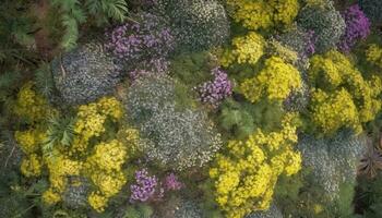 multi de colores flor cabezas floración en prado, exhibiendo naturaleza belleza generado por ai foto
