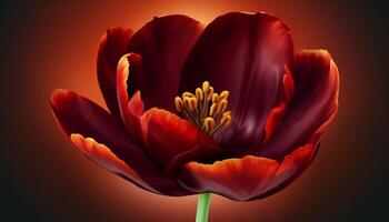 Vibrant tulip blossom, a gift of love in nature elegance generated by AI photo