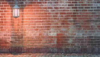 Weathered stone building exterior with rustic brick wall background design generated by AI photo