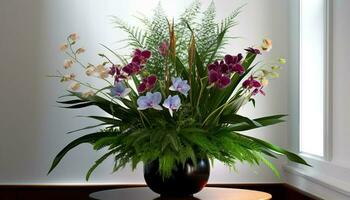 Fresh spring bouquet brings elegance to modern home decor design generated by AI photo