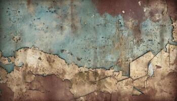 Rusty old metal plate with abstract grunge pattern and texture generated by AI photo