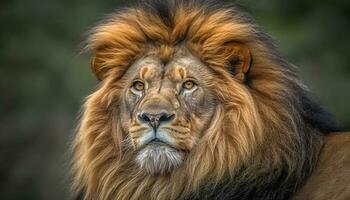 Large feline mammal with a majestic mane in African wilderness generated by AI photo