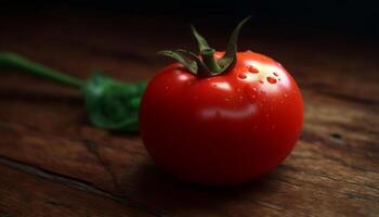 Juicy ripe tomato, a fresh ingredient for healthy vegetarian salad generated by AI photo