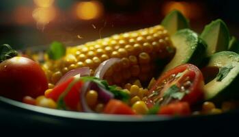 Fresh gourmet salad with organic vegetables, grilled for healthy eating generated by AI photo