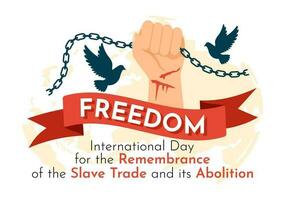 International Day of the Remembrance of the Slave Trade and its Abolition Vector Illustration on 23 August with Handcuff and Dove Bird in Templates