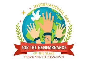 International Day of the Remembrance of the Slave Trade and its Abolition Vector Illustration on 23 August with Handcuff and Dove Bird in Templates