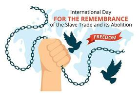 International Day of the Remembrance of the Slave Trade and its Abolition Vector Illustration on 23 August with Handcuff and Dove Bird in Templates