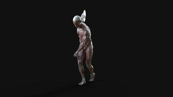 3d illustration de Masculin Les figures pose avec peau et muscle carte sur foncé Contexte avec coupure chemin, concept de entre dieux pose. video