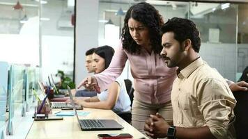 Video of Angry dissatisfied boss scolding employee in office