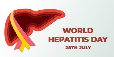 world hepatitis day horizontal banner in paper cut style vector