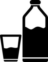 Drink bottle with glass in flat style. vector