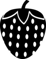 Black and white strawberry icon. vector