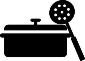 Cooking pan with spatula, Vector icon in flat style.