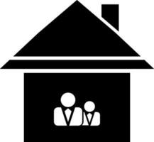 Vector icon of small house with people.