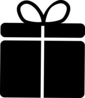 plano estilo regalo caja icono en negro color. vector