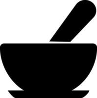 Black Mortar and Pestle icon in flat style. vector