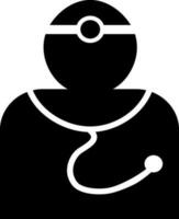 Glyph icon of a doctor with stethoscope. vector