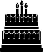 Black and White icon of Cake with candles. vector