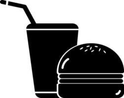 Black and White fast food icon in flat style. vector