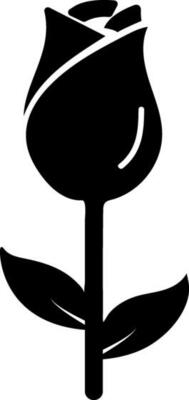 Rose flower icon isolated in Black and White color.
