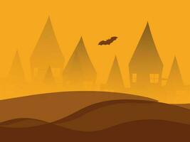 Orange halloween night background. vector