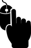 Glyph icon of Click hand gesture with computer mouse. vector