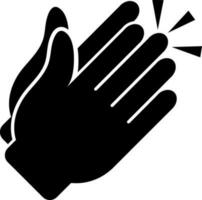 Black and white icon of Clapping hand gesture. vector