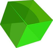 3D view of green color cube isolated on white background. vector