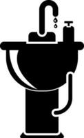 negro y blanco icono de lavabo en plano estilo. vector