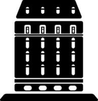 Building or Hotel Black and White icon. vector