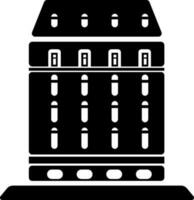 Building or Hotel Black and White icon. vector