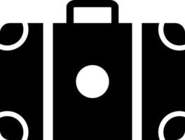 Black and White icon of Briefcase in flat style. vector