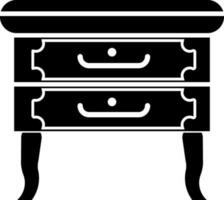 cajón mesa o mueble negro y blanco icono en plano estilo. vector