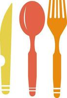Colorful Cutlery set in flat style. vector