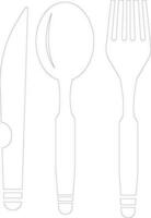 Cutlery Set made with line strokes. vector