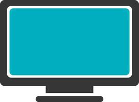 Flat illustration of monitor in black and blue color. vector