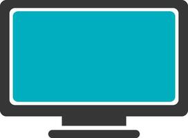 Flat illustration of monitor in black and blue color. vector