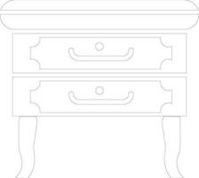 Flat thin line icon of Table Drawer. vector