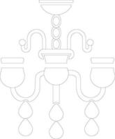Isolated line art icon of Chandelier Lamp. vector