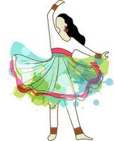 ilustración de joven niña en bailando pose. vector
