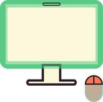 Flat illustration of computer with mouse. vector