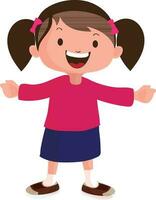 Cute cartoon character of little girl. vector