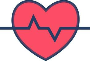Flat illustration of heart with heartbeat cardiogram. vector