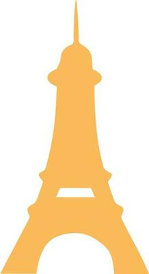 Yellow illustration of Eiffel Tower in flat style.