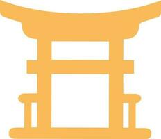 Flat yellow illustration of Floating Torii gate. vector