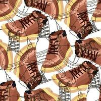 The pattern of fashionable winter boots for everyday walking, the contour and spot of the boot in the mix, seamless pattern. Casual and festive insulated shoes. Autumn, winter, spring background vector